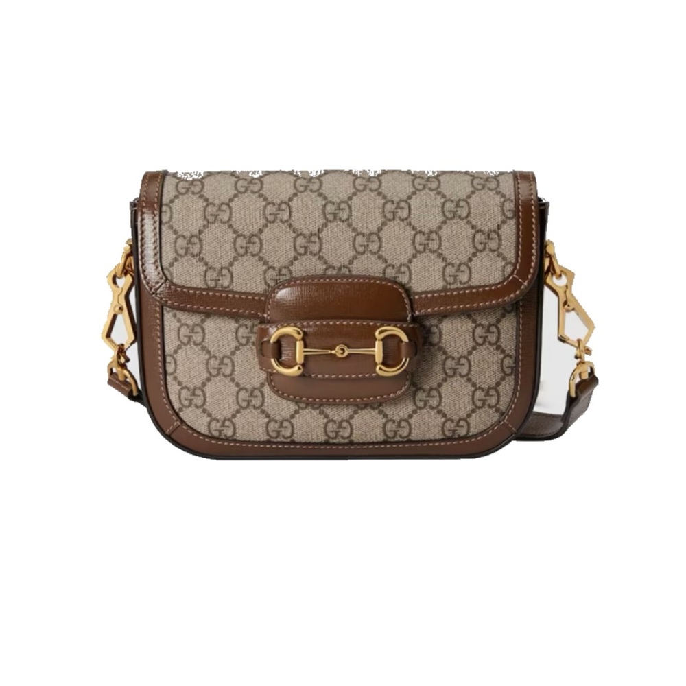Gucci Beige/Brown GG Supreme Canvas Crossbody with Gold Hardware